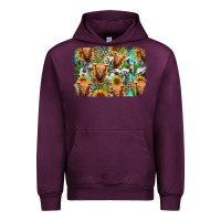 Mauve Wine highland cow western background Urban Hoodie - Jasminsmagicworld