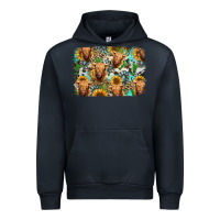 Navy highland cow western background Urban Hoodie - Jasminsmagicworld