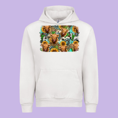 Highland Cow Western Background Urban Hoodie Designed By Jasminsmagicworld