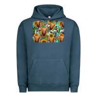 Pigment Midnight Navy highland cow western background Urban Hoodie - Jasminsmagicworld
