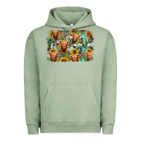 Pigment Oil Green highland cow western background Urban Hoodie - Jasminsmagicworld