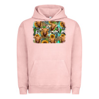 Pigment Salmon highland cow western background Urban Hoodie - Jasminsmagicworld
