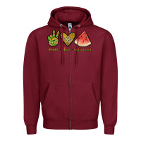 Burgundy peace love watermelon Zipper Hoodie - JahusDesignShop