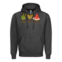 Charcoal Heather peace love watermelon Zipper Hoodie - JahusDesignShop