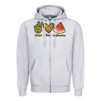 Heather Grey peace love watermelon Zipper Hoodie - JahusDesignShop