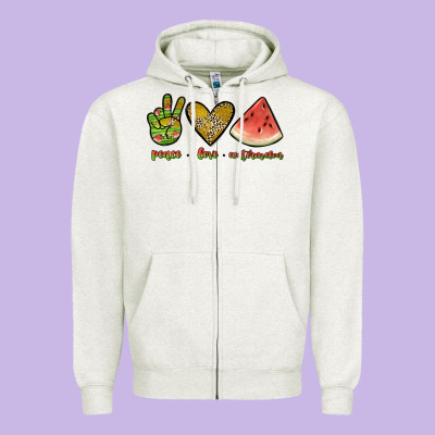Peace Love Watermelon Zipper Hoodie Designed By Jahusdesignshop
