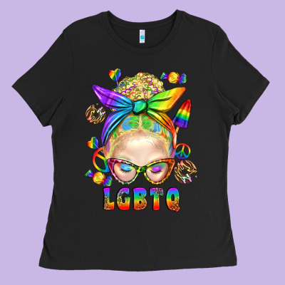 Lgbtq+ Messy Bun With Snacks Ladies Tee Designed By Bundleandbundleshop