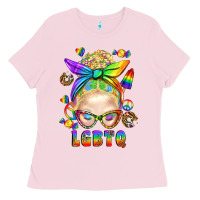 Bubblegum Pink LGBTQ+ Messy Bun With Snacks Ladies Tee - BundleAndBundleShop