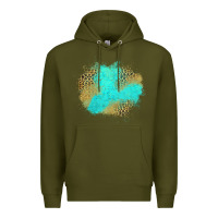 Army Green turquoise leopard patch Premium Hoodie - Jasminsmagicworld