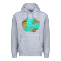 Heather Grey turquoise leopard patch Premium Hoodie - Jasminsmagicworld