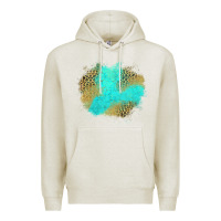 Oatmeal Heather turquoise leopard patch Premium Hoodie - Jasminsmagicworld
