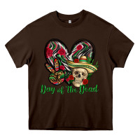 Chocolate Brown Day of the dead Mexico Heavy Core Tee - HowdyJamesFarm
