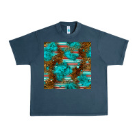 Midnight Navy turquoise serape leopard seamless pattern Urban Heavy Tee - BundleAndBundleShop