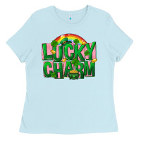 Baby Blue St Patricks Lucky Charm Ladies Tee - FaDigitalArtStudio