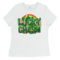 White St Patricks Lucky Charm Ladies Tee - FaDigitalArtStudio