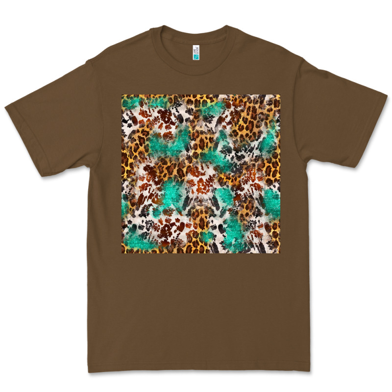 Western Turquoise Glitter Cowhide Leopard Seamless Premium Tee by FaDigitalArtStudio | Teevron