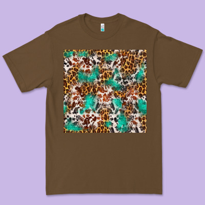 Western Turquoise Glitter Cowhide Leopard Seamless Premium Tee Designed By Fadigitalartstudio