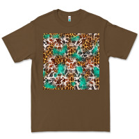 Cacao Western Turquoise Glitter Cowhide Leopard Seamless Premium Tee - FaDigitalArtStudio