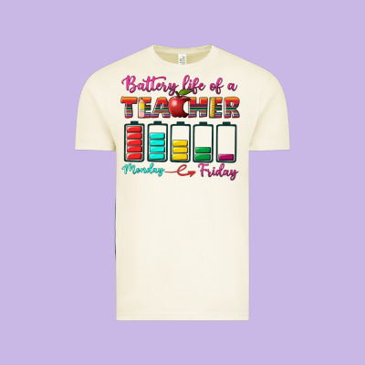 Battery Life Of A Teacher Vintage Tee Designed By Bundleandbundleshop