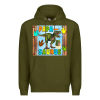 Army Green papa saurus Premium Hoodie - Artiststas