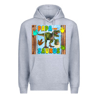 Heather Grey papa saurus Premium Hoodie - Artiststas