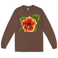 Chestnut Hawaiian Hibiscus Flower Illustrations Long Sleeve Tee - LillyAllenDesigns