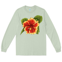 Matcha Hawaiian Hibiscus Flower Illustrations Long Sleeve Tee - LillyAllenDesigns