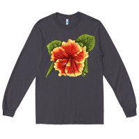 Smoke Hawaiian Hibiscus Flower Illustrations Long Sleeve Tee - LillyAllenDesigns