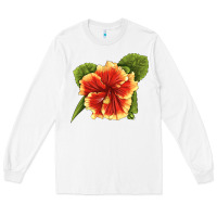 White Hawaiian Hibiscus Flower Illustrations Long Sleeve Tee - LillyAllenDesigns