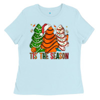 Baby Blue Tis' The Season Basketball Christmas Cakes Ladies Tee - BundleAndBundleShop