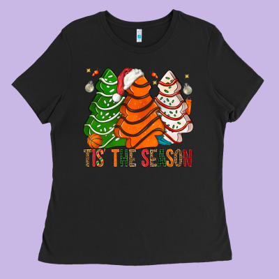 Tis' The Season Basketball Christmas Cakes Ladies Tee Designed By Bundleandbundleshop