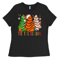 Black Tis' The Season Basketball Christmas Cakes Ladies Tee - BundleAndBundleShop