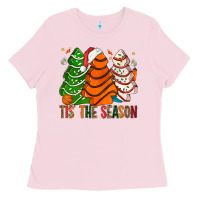 Bubblegum Pink Tis' The Season Basketball Christmas Cakes Ladies Tee - BundleAndBundleShop