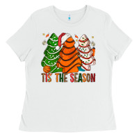 White Tis' The Season Basketball Christmas Cakes Ladies Tee - BundleAndBundleShop