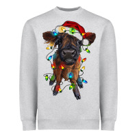 Highland Cow Calf With Christmas Lights Heavyweight Sweatshirt | Teevron