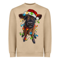 Mushroom highland cow calf with christmas lights Heavyweight Sweatshirt - RanaPortraitStore