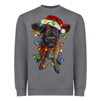 Storm highland cow calf with christmas lights Heavyweight Sweatshirt - RanaPortraitStore
