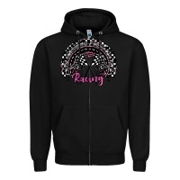 Black racing checkered rainbow Zipper Hoodie - JahusDesignShop