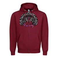 Burgundy racing checkered rainbow Zipper Hoodie - JahusDesignShop