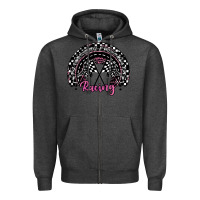 Charcoal Heather racing checkered rainbow Zipper Hoodie - JahusDesignShop