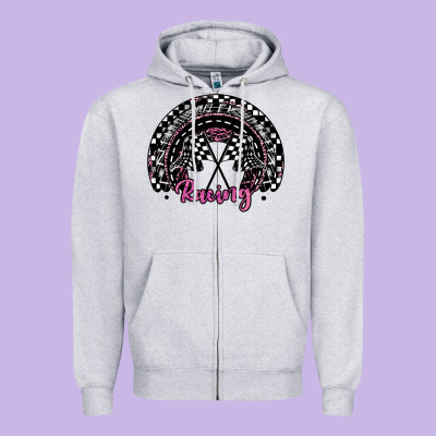 Racing Checkered Rainbow Zipper Hoodie Designed By Jahusdesignshop