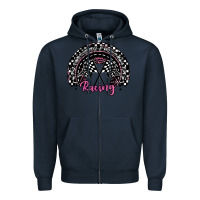 Navy racing checkered rainbow Zipper Hoodie - JahusDesignShop