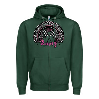Sports Green racing checkered rainbow Zipper Hoodie - JahusDesignShop