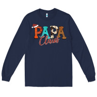 Navy Papa Claus Long Sleeve Tee - CowhideDigitalArt