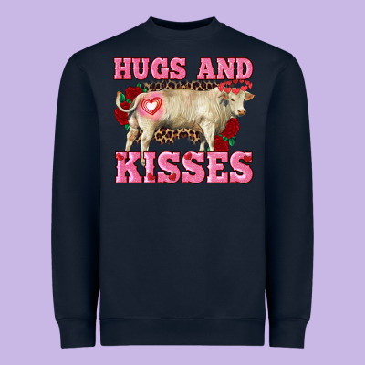 Hugs And Kisses Charolais Bull Heavyweight Sweatshirt Designed By Ranaportraitstore