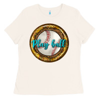 Bone baseball with sunflower round earrings Ladies Tee - BundleAndBundleShop