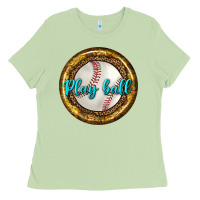 Matcha baseball with sunflower round earrings Ladies Tee - BundleAndBundleShop
