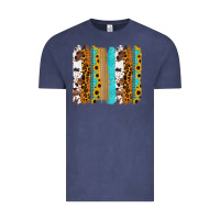 Vintage Denim turquoise sunflowers cowhide leopard glitter background Vintage Tee - RanaPortraitStore