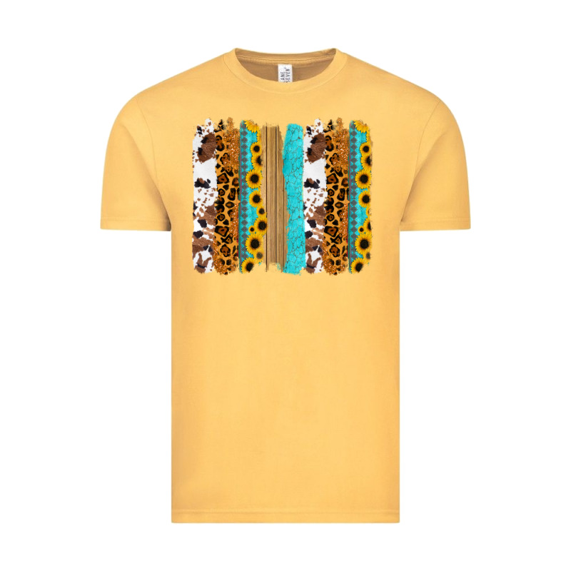 Turquoise Sunflowers Cowhide Leopard Glitter Background Vintage Tee by RanaPortraitStore | Teevron