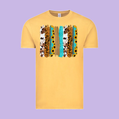 Turquoise Sunflowers Cowhide Leopard Glitter Background Vintage Tee Designed By Ranaportraitstore
